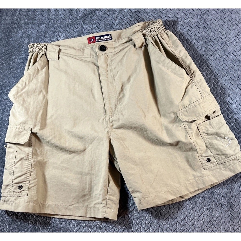 Reel‎ Legends Shorts Mens 38 Tan Cargo Performance Fishing Hiking Outdoor